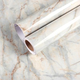 CHIHUT Glossy Marble Contact Paper for Countertops Waterproof Self-Adhesive Removable Marble Wallpaper for Walls Thick Vinyl Film Kitchen Peel and Stick Countertops Paper for Table Bathroom 17.7”×236”