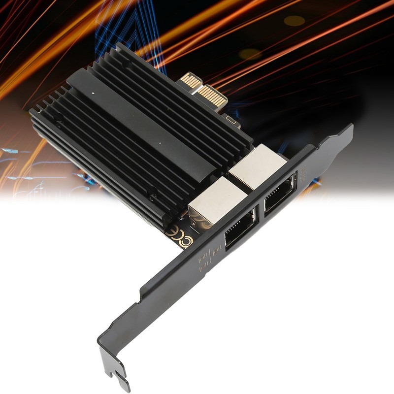PCIe Network Card 2.5Gbps Dual Port Gold Plated Pin Aluminium