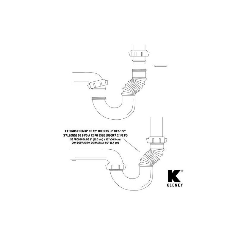 Keeney PP812-40 P Trap Flex and Fix OT, 1-1/4 x