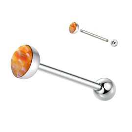 Men'S And Women'S Gradient Color Fish Scale Pattern Tongue Ring, Stainless Steel Threaded Tongue Perforated Barbell Jewelry, Standard, Stainless Steel Resin, no gemstone