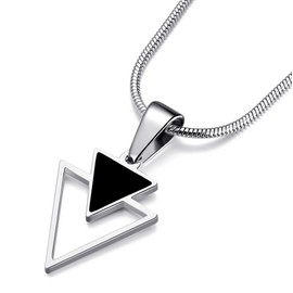 vicima Triangle Necklace for Men and Women Geometric Pendant Necklace with 22 Inches Stainless Steel Snake Chain Lapped Triangle