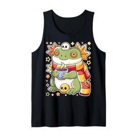 Frog Rana Drinking Hot Chocolate Spooky Creepy Frog Lover Tank Top