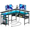 Rolanstar Computer Desk L Shaped 56.7" with LED Lights and