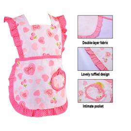 Love Potato Cute Heart Pattern Ruffles Cotton Children Apron Great Gift for Kids Toddler Little Girls (1 to 2 Years Old, Red)