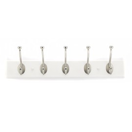 Richelieu Hardware T030210195 Transitional Hook Rack 25-5/8 in (650 mm), White and Brushed Nickel