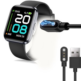 for ID208 Plus Smart Watch Charger, 2 Pin Magnetic USB Replacement Charging Compatible with WMK ID208 Plus Smart Watch/Quican ID208 Plus 1.8 Inches/Enamor,Veryfit ID208 Plus Smart Watch (Black)