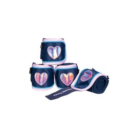 HKM Funny Horses Hearts Fleece Bandages Dark Blue 150 cm