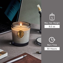 M&SENSE Natural Soy Wax, Coconut Scented Aromatherapy Candle Gift for Women and Men - 9.2 oz | 50 Hours Burn Time, Grey |Luxury Home Scented and Home Décor