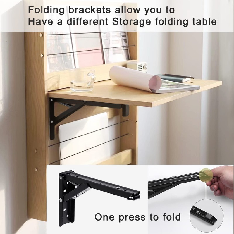 ANTEISI Folding Shelf Brackets Hinges 2 Pcs,Drop Leaf Hinges,Wall Drop