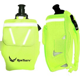 “2-in-1 Running Fun” - Green Handheld 12 Oz. Water Bottle & Belt Add-on -Straps Onto Your Hand or Slides on your Belt! Waterproof Pocket Holds Money, Key, ID –Maximises Your Time, Freedom and Health!