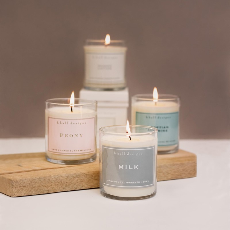 K. Hall Designs Milk Jar Candle, Creamy-Sweet Coconut Vanilla Aroma,