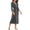 Vlazom Womens Dressing Gown Soft Kimono Robe V-Neck Long Knit
