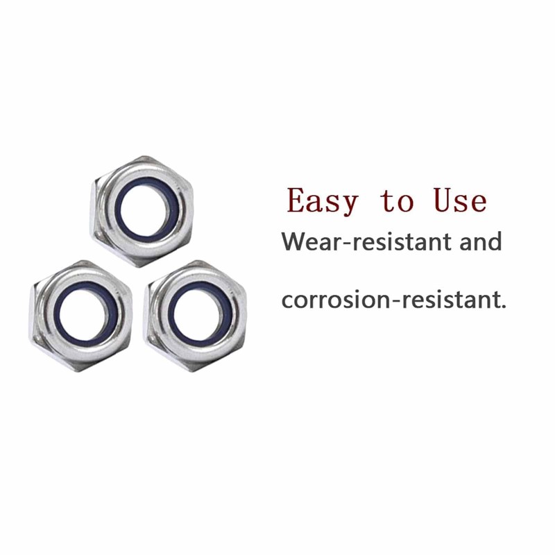60 Pcs M6 Stainless Steel Nylon Lock Nuts - 304