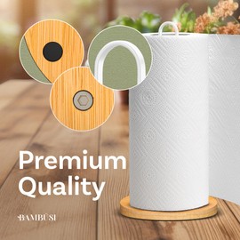White Paper Towel Holder - Wooden Paper Towel Holder with Non-Slip Wood Base, Minimalistic Modern Style, Countertop Paper Towel Holder, Paper Towels Holder, Paper Towel Stand for Kitchen, Home, Office