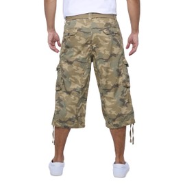 X RAY Men's Belted Long Cargo Shorts for Men, Below Knee Length Mens Cargo Shorts, 3/4 Pants (Big and Tall Shorts for Men) Desert CAMO 42