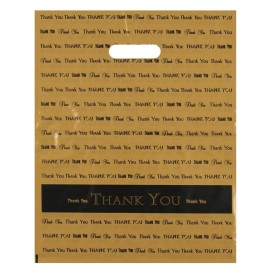 Bags Direct 12x15 Gold "Thank You" Die Cut Handle Plastic Bags 50/cs
