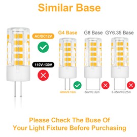 TRIJZHOU G4 12V LED Light Bulbs, 4W (40w 30w Halogen Equivalent) Warm White 3000K, 12VAC/DC 400 LM, G4 JC T3 Bi-Pin Base Bulb for Landscape, Cabinet, Stair Lights, 10 Pack