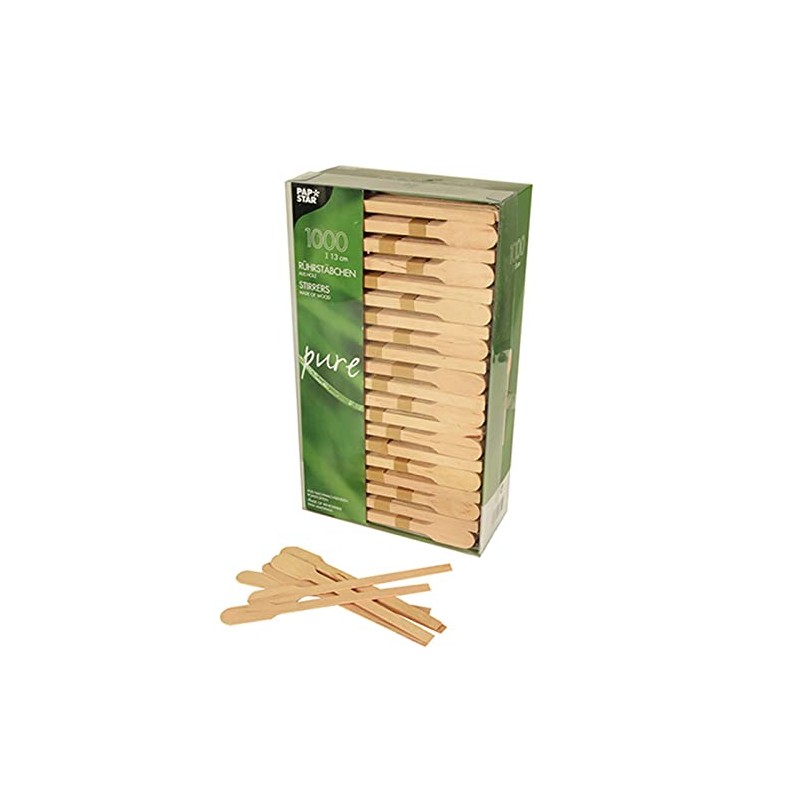 Papstar 16715, 1000 stirring sticks, wood, pure, 13 centimeter