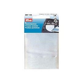 Prym White 967135 trouser pockets half CO (iron) 14 x 17 cm, cotton, 2 pieces, 2