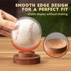JupDec Baseball Display Case, Round Clear Ball Holder with Wooden