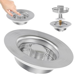 Stainless Steel Sink Plug & Drain Strainer Set - Rustproof, Universal for Kitchen Sink, Anti-Clogging, Odour Prevention, Easy Cleaning