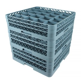 SHUNYILONG Commercial Cup Rack 3 Packs 25 Compartment Base with 6 Extenders | Polypropylene Dish Drying Rack | Quitly Clean Divided Durable Dishwasher Rack for Restaurants Bar Hotel Canteen Kitchen