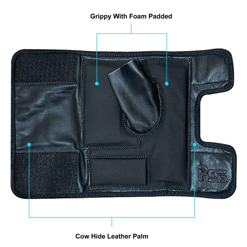 Wheelchair Cow Hide Leather Fingerless Full Open Easy Adjustable Palm