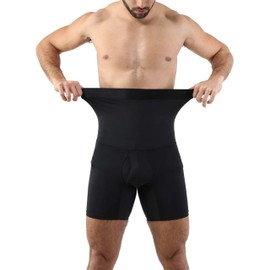 Kewlioo - Pantalones cortos de compresión para hombre con efecto adelgazante instantáneo y tela transpirable, pantalones cortos moldeadores de cintura alta, Negro -, XX-Large