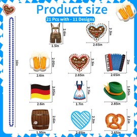 NOVWANG 21Pcs Oktoberfest Party Favors Beaded Necklaces Metallic Bead Necklaces for Oktoberfest Bavarian Beer Festivities Party Favors Decorations Supplies(11 Designs)