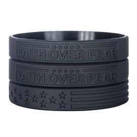 Sainstone FAITH OVER FEAR Inspirational Bible Verses Silicone Bracelets - Let Faith Bigger Than Fear - Religious Motivational Wristband Gifts for Men Women