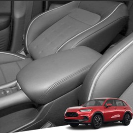 Great-luck Leather Center Console Cover Armrest Pad Protector Armrest Box Cover Accessories Keep Your Armrest in a More Comfortable Feeling(Black Stitches) for Honda HR-V/HRV(2023 2024)