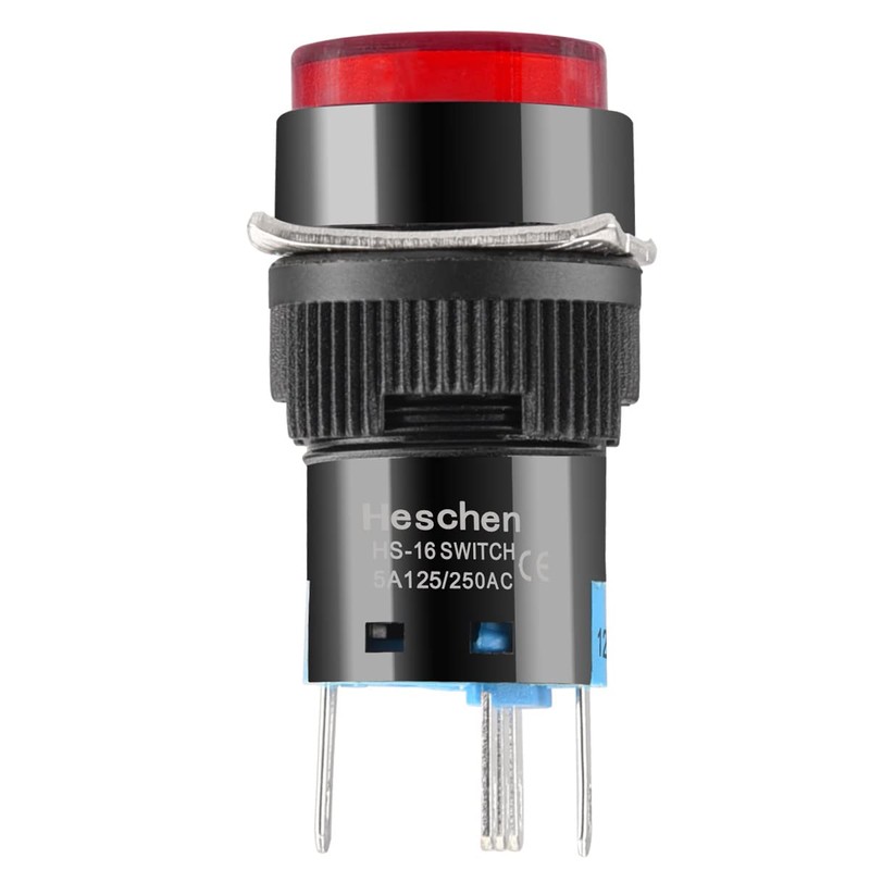 Heschen 16 mm Round Push Button Momentary Type, 1NO 1NC,
