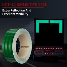 YEEGRAOU Green Reflective Tape, 2 Inch x 82 Feet - High Intensity - Safety Tape Waterproof Conspicuity for Trailer Reflector Trucks Bikes Baby Strollers Helmets