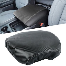 Vansza Center Console Lid Armrest Cover Pad Anti-Scratch Leather Protector Covers Compatible with 2018-2022 Dodge RAM 1500 2500 3500 (Carbon Fiber)