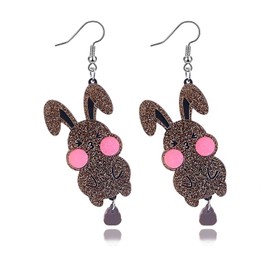 LKingel Easter Earrings for Women Cute Bunny Earring Acrylic Rabbit Stud Earrings Rabbit Dangle Earring Easter Costume Accessories (Brown)