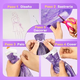 Kit de Diseño Moda para Niñas de 700+ piezas, Fabricación Ropa de Muñeca con 4 Maniquíes, DIY Manualidades para Niños, Costura para Adolescentes Niñas Regalo (A)