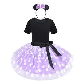 Dressy Daisy Kids Minnie Style Girls Polka Dot Pattern Costume Birthday Party Headband Included 3-4 Years Old Purple