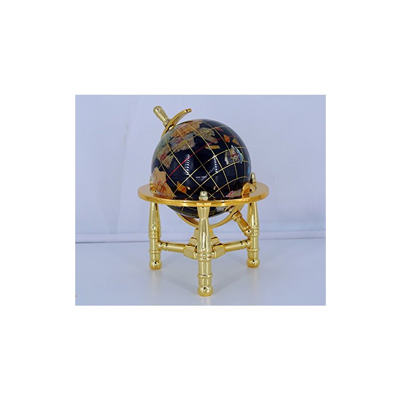 Unique Art 80-GT-BLACK-GOLD 6-Inch by Black Onyx Ocean Mini Table