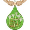 CHUVORA Hand Blown Glass Green White Dried Flower Teardrop Pendant