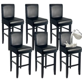 WENZMOC PU Leather Bar Stool Covers with Backs 100% Waterproof Bar Stools Covers Set of 6, Removable Stretch Barstool Slipcovers for Pub Cafe Dining Room (Black)