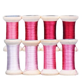 MINGGUXIUYI Natural 100% Mulberry Silk Handmade Embroidery Thread,8 Spools Each 24 Yards (Carminum Gradient)