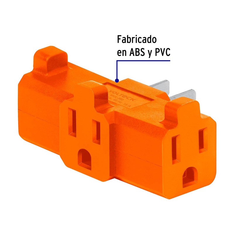 Volteck MUL-360, Multicontacto triple aterrizado, tipo "T" reforzado