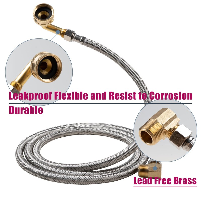 Dishwasher Installation Kit, 3/8 Inch Compression, 3/8 Inch MIP Elbow,