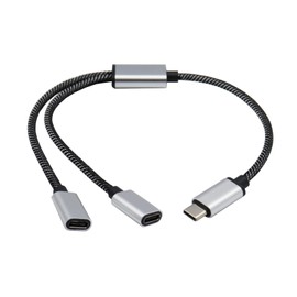 XUYUH USB C Male to Double USB C Female Splitter Converter Adapter Extension Connector Cable for Charging and Data Transfer, 30cm