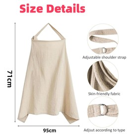 Jushion Muslin Cover for Breastfeeding Babies, Nursing Cover for On the Go Nursing Scarf Nursing Apron, Nursing Cover with Rigid Hoop, Nursing Cover Breastfeeding Cover, Apricot (Apricot)