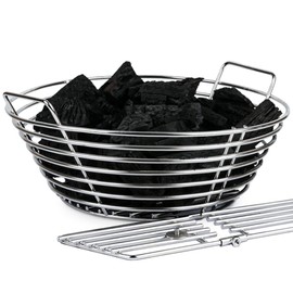 Dallden Stainless Steel Charcoal Ash Basket for Large Big Green Egg & Kamado Joe Classic, Lump Charcoal Basket with Divider,Accessories for Big Green Egg