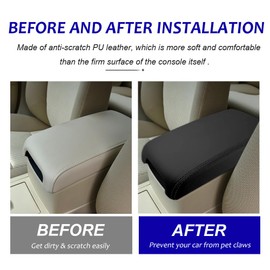 DEYTOP Console Armrest Cover for Toyota Camry 2012-2017 Accessories Car Center Console Cover for 2012 2013 2014-2017 Camry Anti-Scratch Leather Armrest Pad (Black)