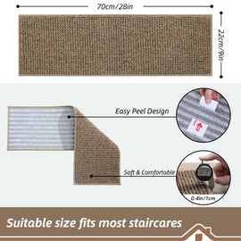 BEQHAUSE Stair Treads for Wooden Steps 28inX9in, Carpet Stair Treads Non Slip Indoor, Machine Washable Stair Runners for Kids Elders and Pets, Carpet for Stair Rugs Mat, TPE Backing, 15pcs, Taupe