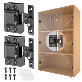 Lipshome Glass Door Hinges for Cabinets, 304 Stainless Steel, Hydraulic Soft Close, Magnetic Latch, for 4-9mm Glass - Durable, Glass Hinges (4, Black)