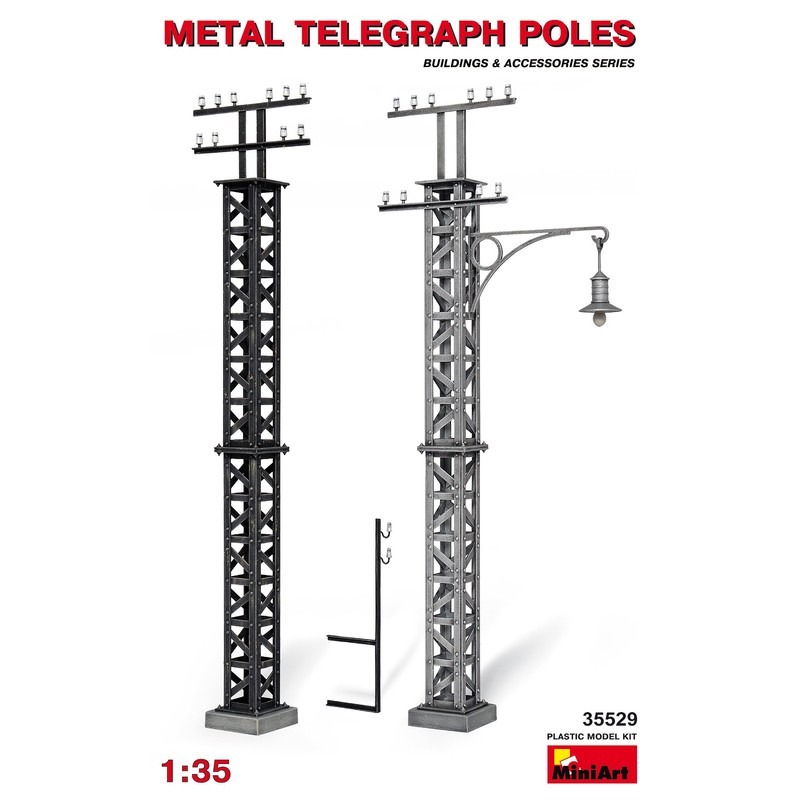 Miniart 1:35 Scale Telegraph Poles Plastic Model Kit (Grey)